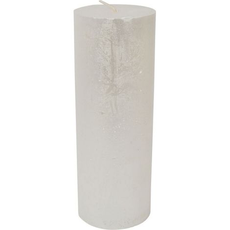 Libra Rustica Pillar Candle - Paraffin - L7 x W7 x H19 cm - Pearl/White