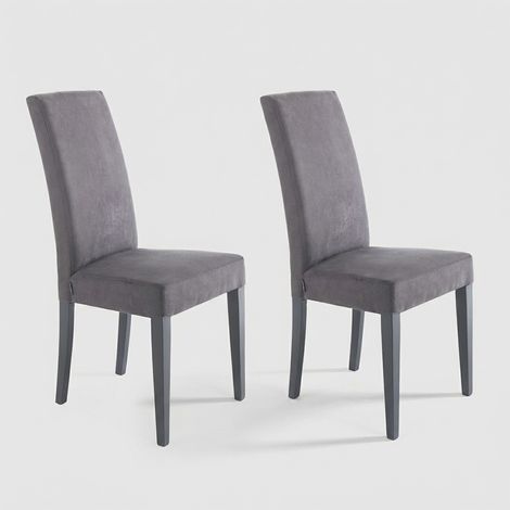 2 Sillas tapizadas de microfibra para comedor Made in Italy Midland - Gris (1/5)