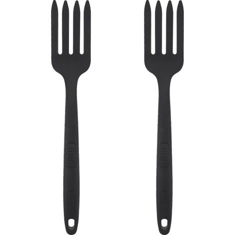 Lot de 2 fourchettes à pâtes en silicone multifonctions, réutilisables, pour la cuisson des nouilles.-29.50X5.30X2.40CM-Black