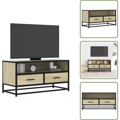 Mobile in metallo - vidaXL Mobile TV Rovere Sonoma 80x34,5x40 cm Legno Multistrato Metallo - Mobile in truciolato