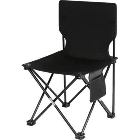 TRADE SHOP - Sedia Pieghevole Con Schienale Tasca Laterale Per Pesca Campeggio 42x42x72cm Nero 632840 - (1/5)