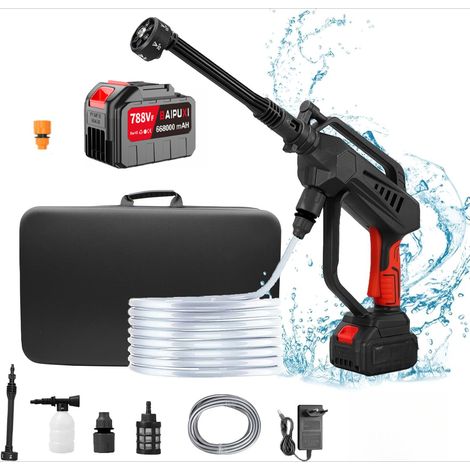 Idropulitrice Portatile a Batteria 21V 30 Bar, Idropulitrice ad Alta Pressione Senza Fili per Auto Giardino Patio Finestre Recinzioni(con 1 batteria, 15 celle)