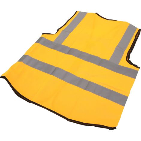 Gilet de sécurité réfléchissant, poches multiples, imperméable, haute visibilité, fermeture éclair sur le devant, convient aux agents de sécurité, jaune. (1/5)