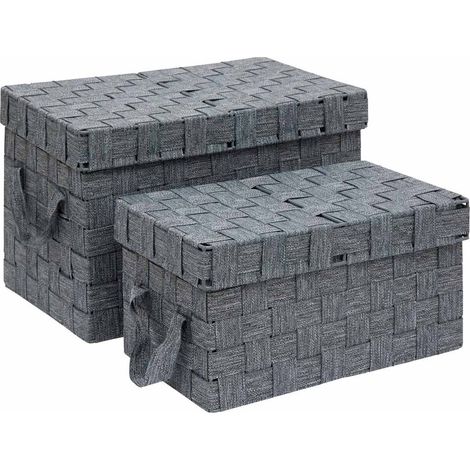 Lot de 2 Boîtes de Rangement "Lise" 35cm Gris (1/5)
