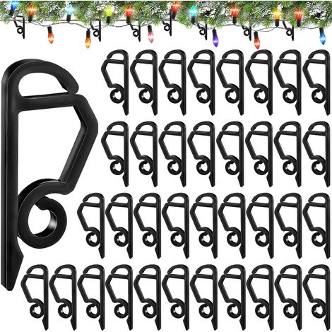 Lot de 120 crochets de gouttière pour guirlandes lumineuses - En plastique - Mini crochets de gouttière pour décoration de Noël (1/5)