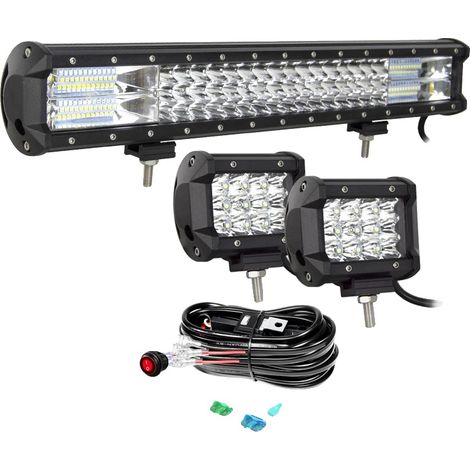 Barre lumineuse LED, haute luminosité, design étanche, 20in 2x36W Kit de fil (1/2)