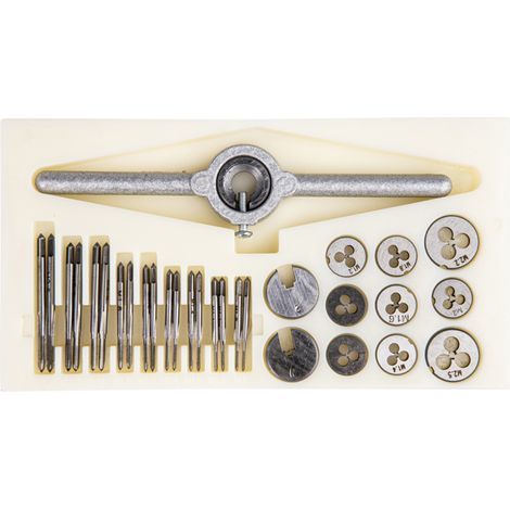 Coffret de tarauds et filières HSS, 30 pièces Brüder Mannesmann M-53240 métrique M1, M1.1, M1.2, M1.4, M1.6, M1.8, M2, (1/2)