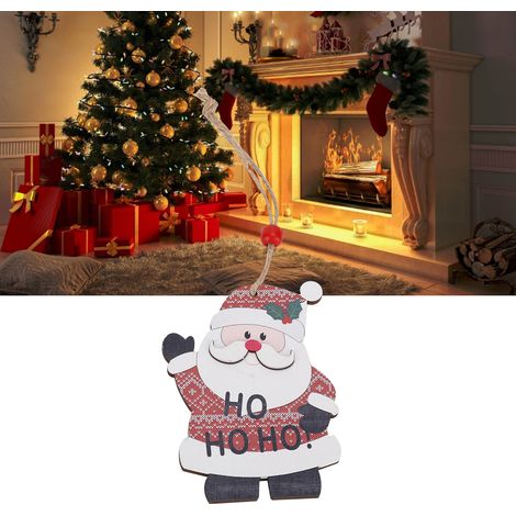 Frohe Weihnachten und ein gutes neues Jahr Holzanhänger mit Weihnachtsmann, Schneemann und Rentier DIY-Weihnachtsbaumschmuck Weihnachtsmann-Anhänger (1/5)
