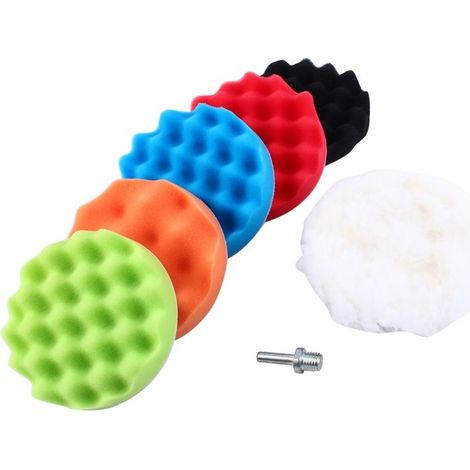 7PCS éponge polissage Kit épilation à la cire de polissage composé Kit Lustreuse 10,2 cm+ Adaptateur M10 pour voiture automatique (1/5)