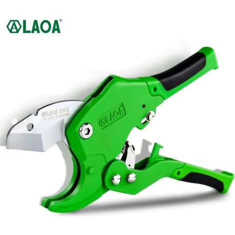 LAOA – PVC-Rohrschneider, 42 mm, Rohrschneiderzange, zum Schneiden von Rohren, Handwerkzeug für den Haushalt, Material SK5, Gehäuse aus Aluminiumlegierung, Ratschenschere, Klinge für PVC/CPVC/VE/PE (1/5)