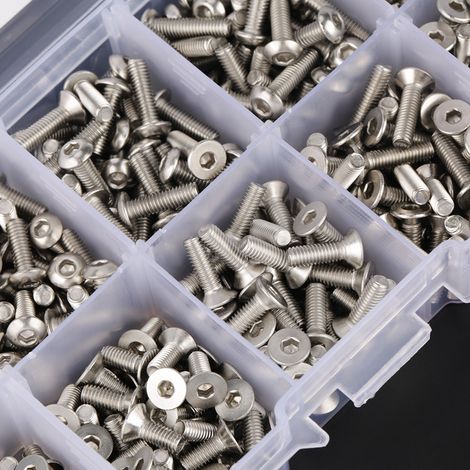 Jeu de 400 vis M3 en acier inoxydable 304 à tête fraisée hexagonale creuse (1/5)