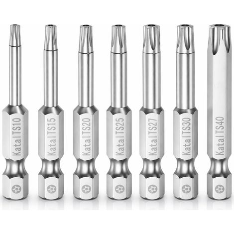 7 tournevis Torx à 5 pointes Magnétique T10-T40, 1/4" Hexagonal Tige 2" Longueur Étoile 5 Point Tournevis Embout Ensemble T10, T15, T20, T25, T27, T30, T40, 50 mm de long (1/5)