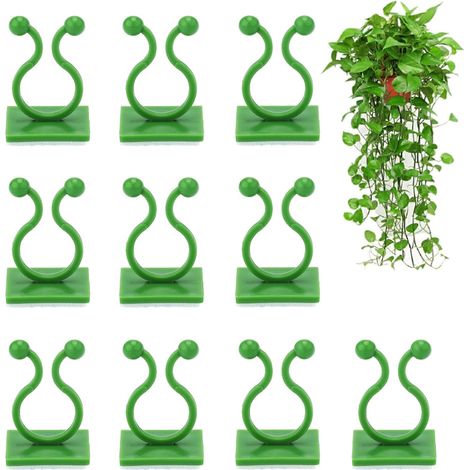 Lot de 100 clips de support pour plantes grimpantes, auto adhésifs, pour mur ou treillis, pour soutenir vos plantes (verts) (1/5)