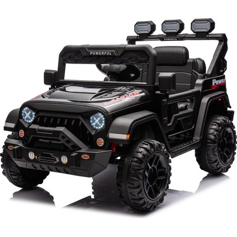 Voiture Électrique Enfant 12V 7AH Batterie Améliorée, 3 Vitesses, Télécommande 2.4G, LED, Bluetooth, Camion Electrique Noir