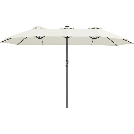 Wolketon Dreiteiliger Sonnenschirm Creme mit LED – Extra breite Schirmfläche, XXL Gartenschirm mit Beleuchtung für Terrasse & Balkon