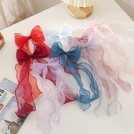 Lot de 8 barrettes, nœud en organza 14 cm, accessoire cheveux enfant, style Lolita, pour filles et adolescentes (1/5)