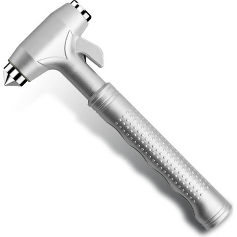 Marteau d'urgence pour voiture avec brise-vitre et coupe-ceinture de sécurité - Outil d'évacuation multifonctionnel - Argent (1/5)