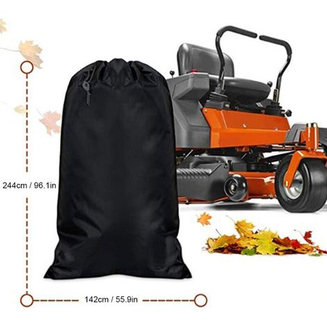 Sac à feuilles pour tracteur tondeuse - Bac de jardin noir, 210D Oxford, 244x142cm - Ensemble de collection de déchets et d'outil de nettoyage (1/5)