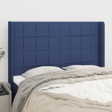 Kopfteil mit Ohren Blau 147x16x118/128 cm Stoff (1/5)