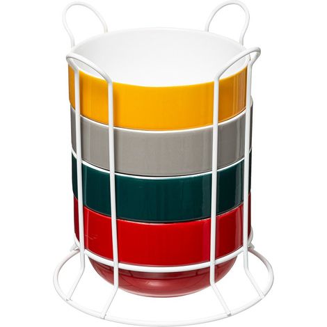Bols à petit déjeuner sur support métallique, 500 ml, 4 pièces incluses (1/5)