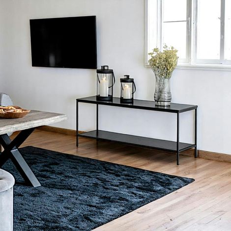 Petit meuble TV noir minimaliste - design à 2 niveaux TALLINN (1/5)