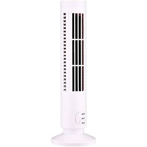 Ventilateur tour sans pale USB, 2 vitesses, mode oscillant – Blanc, idéal chambre/salon/bureau, design compact et silencieux (1/3)