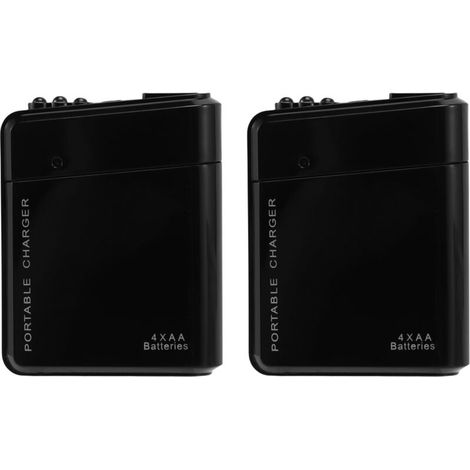 Cargador USB portátil con 2 pilas AA negras y 4 pilas AA para teléfono (1/4)