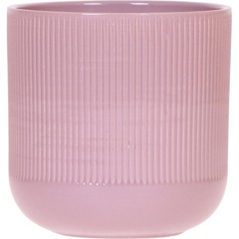 Cache-pot Décoratif Flare Motif à Côtes Style Rétro Forme Ronde Violet Ø 12 cm - PANGIVO