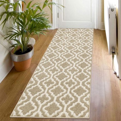 Beige Hallway Rug, 50 x 150 cm, Modern Non-Slip Entrance Mat, Kitchen Mat, Front Sink Mat, Washable Rug, Hallway, Indoor Long Christmas for Hallway, Kitchen, Laundry Room (1/5)