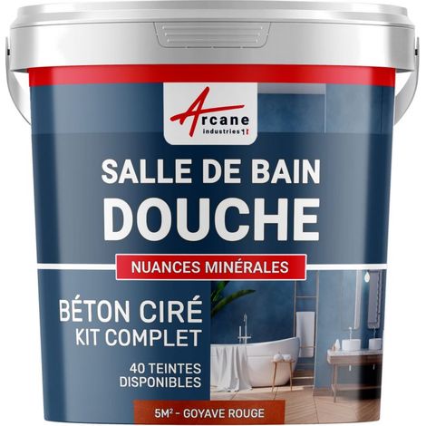 BETON CIRÉ: Kit BETONBESCHICHTUNG | KUNSTHARZ-BETON Badezimmer begehbare Dusche - Wasserdichte Beschichtung - Goyaven-Rot - 5 m²-Kit (2 Schichten)