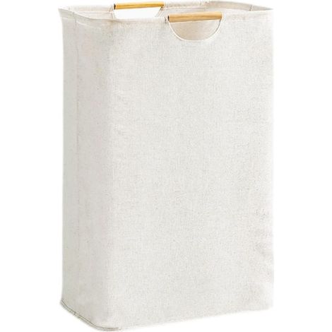 Beijiyi – Panier à linge pliable en tissu Oxford – 40x56x27 cm – Grande capacité avec manche en bois – Pour rangement vêtements et jouets