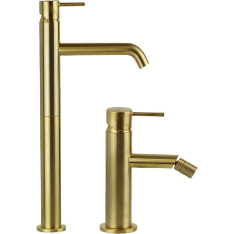 Kit bagno miscelatore lavabo alto e bidet oro spazzolato Gattoni Easy KITEASYSG2 (1/5)