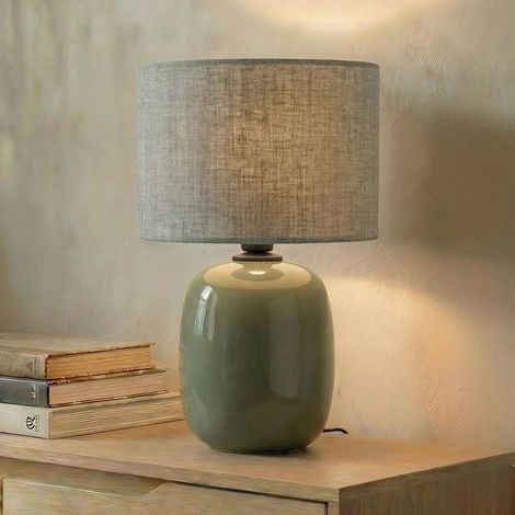 [NEUWERTIG] B-Ware Tischleuchte Lampe Melody Textil Olivgrün Grün Wohnzimmer Esszimmer Schlafzimmer