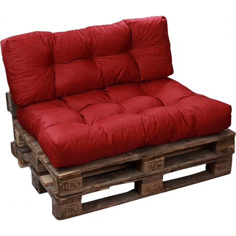Lot Assise/Dossier Coussin Palette Rouge Bananair