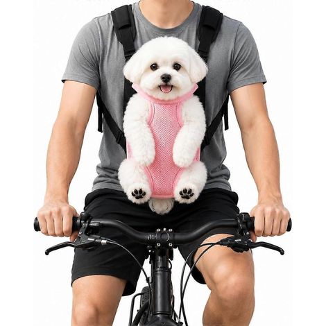 Sac de transport ventral ajustable Inspack pour chien et chat, pattes libres, souple et aéré, rose, pour chiots et chiens de taille moyenne (1/5)