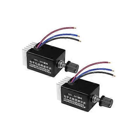 2 Stück 12V/24V DC-Motor-Drehzahlregler Universal, elektronischer stufenloser Drehzahlreglerschalter mit Drehknopf