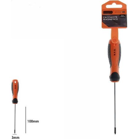 TrAdE Shop Traesio - Cacciavite Giravite Magnetico Punta Croce 3x100mm Impugnatura Ergonomica 07437 -