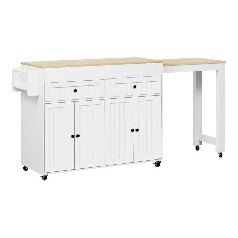 Îlot cuisine roulant extensible avec plan de travail, tiroirs, rangement (1/5)