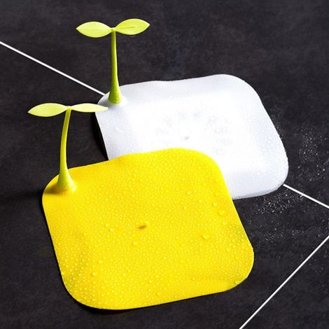Lot de 2 couvercles de siphon de sol en silicone à motif germes de soja, tapis désodorisant pour salle de bain, cuisine et toilettes.