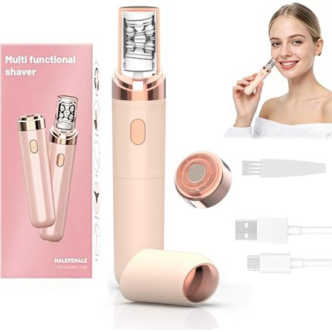 Epilierer für das Gesicht von Frauen, 2-in-1 Gesichtshaarentferner mit LED-Licht, kabelloser elektrischer Gesichtsepilierer, schmerzfrei, wiederaufladbar für Augenbrauen, Lippen, Kinn und Bikinizone (1/5)