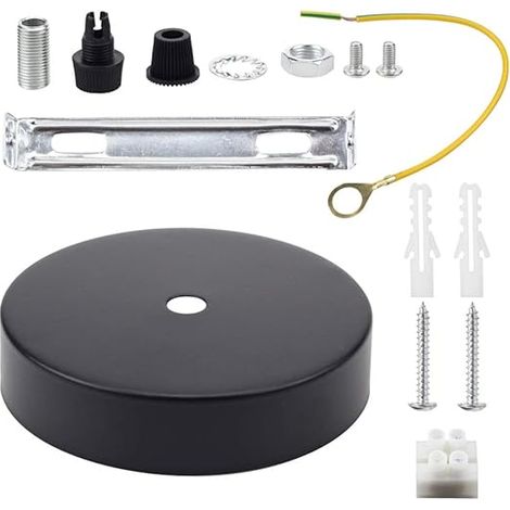 Ceiling Rose Pendant Cable Grip Flex Pince Plaque pour Luminaire 100mm Lampe Suspension Noir (1/4)