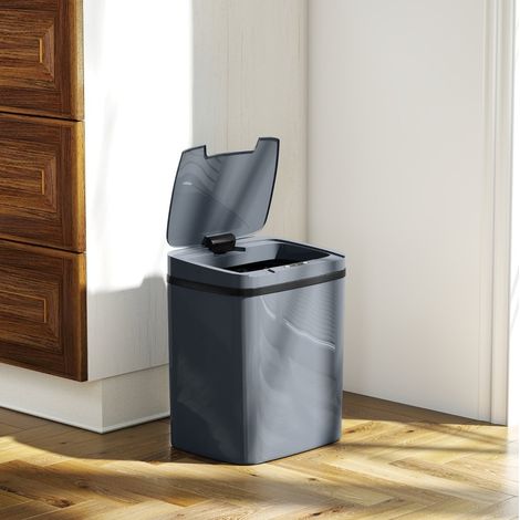 Sensor-Mülleimer 15 L mit zwei Öffnungsmodi, 27,6 x 21,4 x 33,5 cm, grau OKMYHOME (1/5)