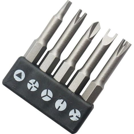 5 tournevis de formes spéciales : 50 mm, en forme de U, en Y, triangulaire, cruciforme et à trois pans. (1/5)