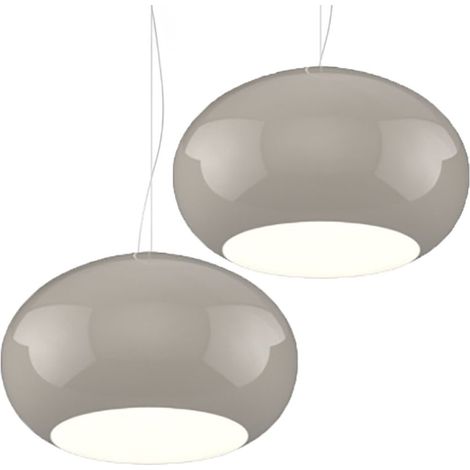 Lampadario 2 luci vetro soffiato tortora top light casper 1218 s2 s55 to e27 led