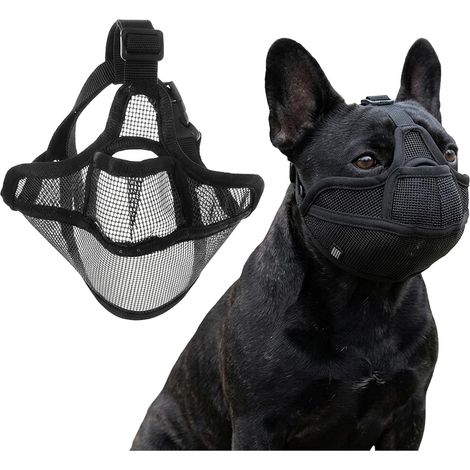 1PC French Bulldog Muzzle, Soft Dog Muzzle for Small Dog, Puppy Muzzle for Biting Prevention, Black S Size
