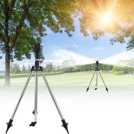 Arroseur à trépied Rotatif 360°, arroseur télescopique 94cm, système Irrigation Rotatif, Pied métallique résistant, portée réglable 6 12m, économique en Eau, pour pelouse Jardin Cour Grande Surface (1/5)