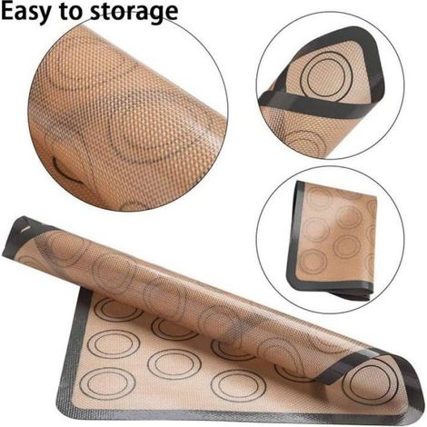 2 Tapis de cuisson, Silicone alimentaire, Antiadhésif, Antidérapant, Four et pâtisserie (1/4)