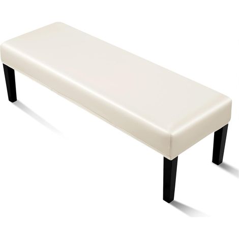 Housse de banc en cuir pour salle à manger - Étanche - Housse de banc extensible - Housse amovible pour salon, chambre à coucher, cuisine (Pu Beige) (1/5)