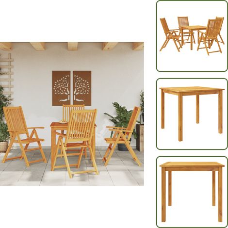 Legno massello di acacia - vidaXL Set da Pranzo per Giardino 5 pz 85x85x74 cm in Legno Massello di Acacia - Arredamento da giardino