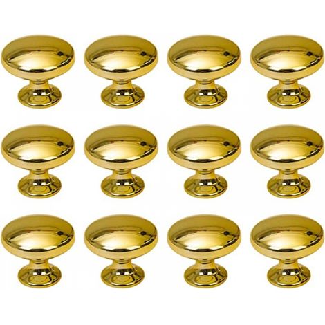Boutons de porte ronds Boutons de tiroir 30mm Poignées de tiroir avec vis pour armoire bureau chevet bibliothèque meubles 12pcs or (1/5)